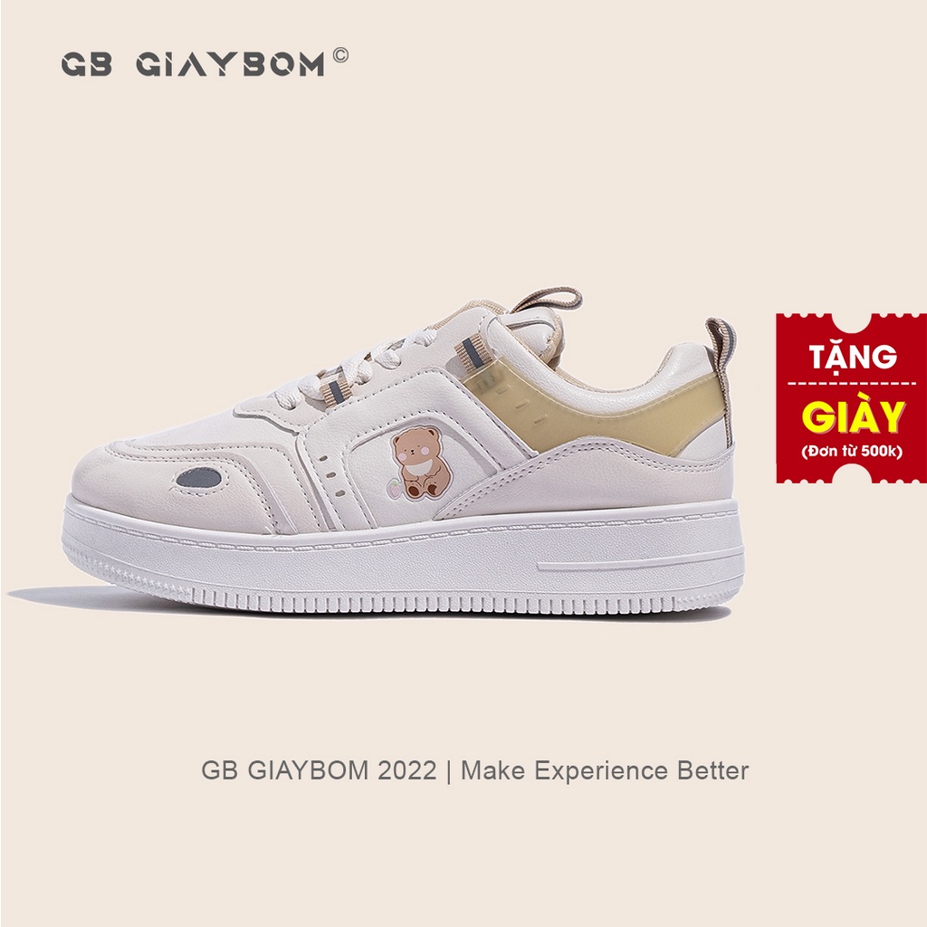 Giày Sneaker Nữ Đế Bằng Giày BOM, Thể Thao Siêu Nhẹ Đẹp Hot Trend Phù Hợp Với Học Sinh giayBOM GB Classics B1153
