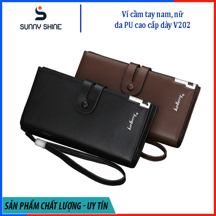 Ví cầm tay nam, nữ da PU, ví đen, nâu dự tiệc sang trọng, nhiều ngăn thẻ và đựng tiền, da cao cấp V202 | BigBuy360 - bigbuy360.vn