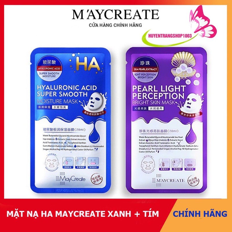 Mặt nạ giấy dưỡng trắng da mụn cấp ẩm thải độc HA Hyaluronic Acid Maycreate