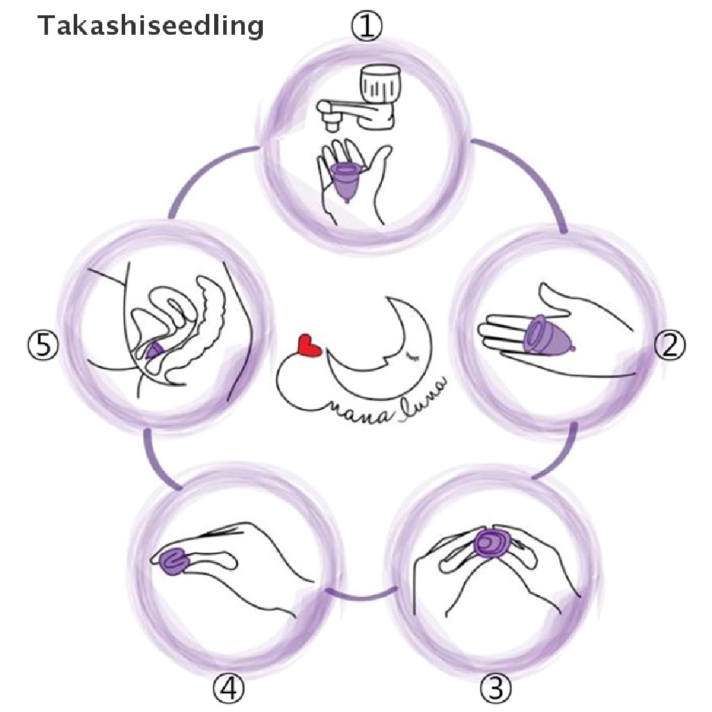 (Takashiseedling) Cốc Nguyệt San Bằng Silicon Mềm Cấp Y Tế Tái Sử Dụng Được Cho Nữ