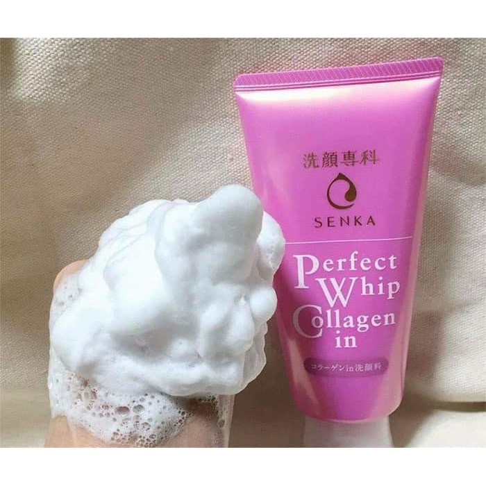 (SALE) Sữa Rửa Mặt Ẩm Mịn Và Săn Chắc Da Senka Perfect Whip Collagen chính hãng nội địa Nhật Bản