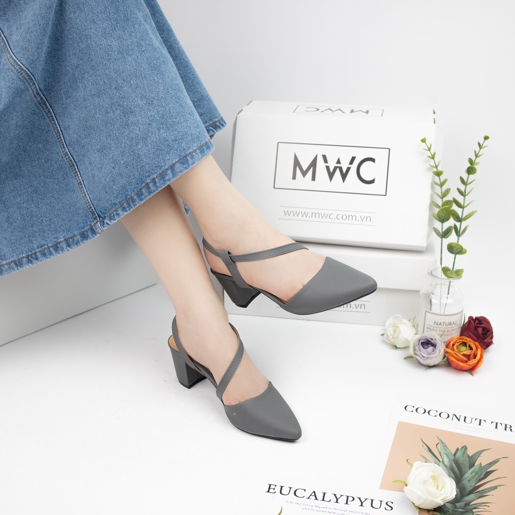 Giày Sandal Cao Gót MWC Đế Vuông 5CM Quai Chéo Siêu Xinh NUCG- 3593