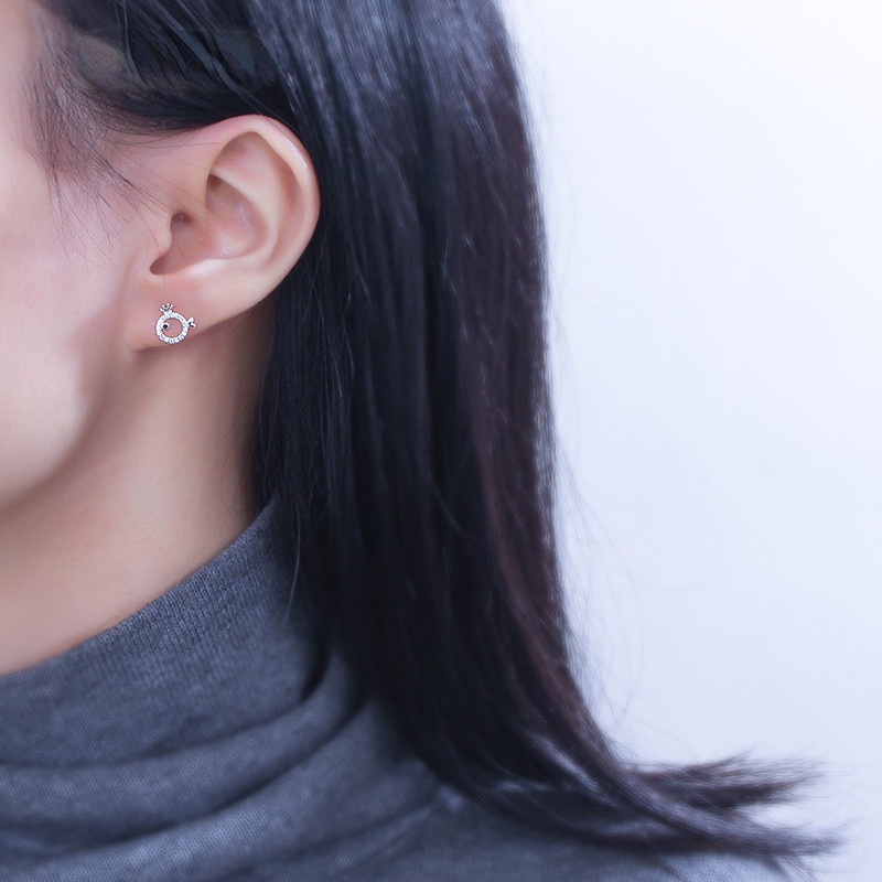 Bông tai hình con cá dễ thương phong cách hàn quốc bông tai nữ trang sức cao cấp mạ bạc tinh xảo