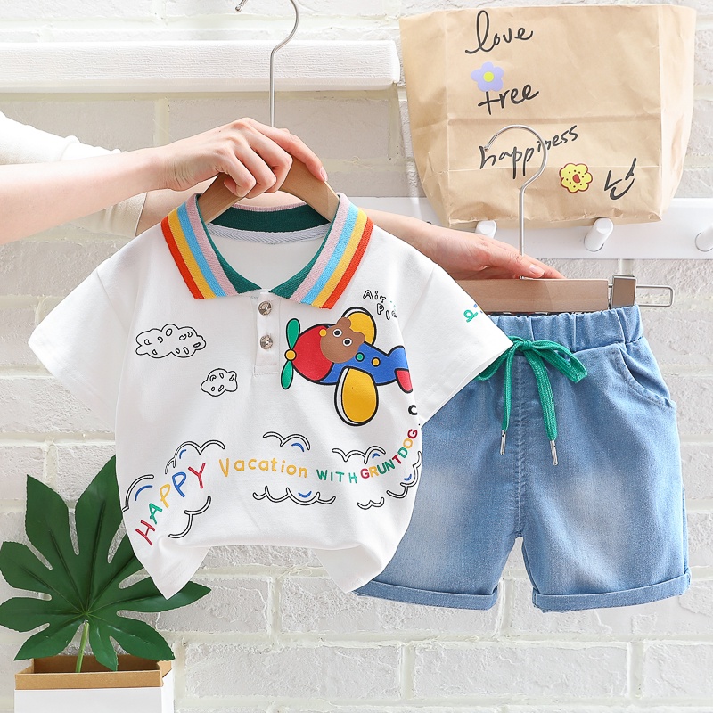 Bộ Trang Phục Thể Thao 2 Món Bằng Cotton Thời Trang Mùa Hè Cho Bé 0-5 Tuổi