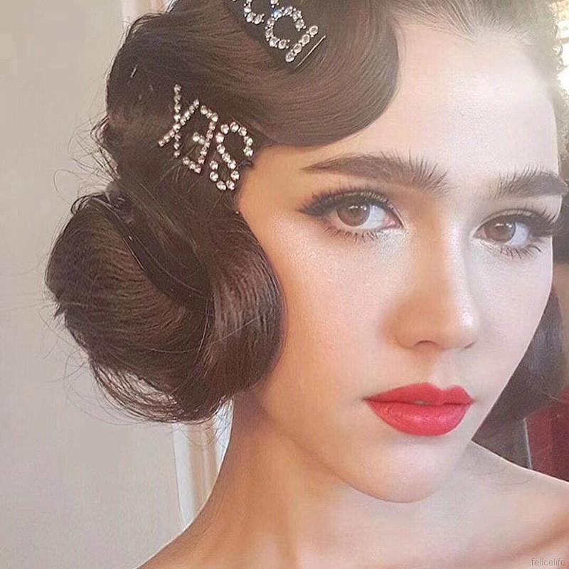 Kẹp tóc chữ cái tiếng Anh đính đá xinh xắn cho nữ