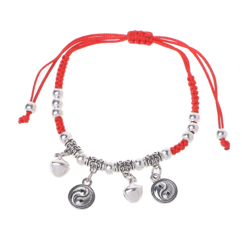 Vòng tay dây đỏ chuông bạc may mắn