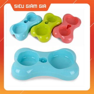 [FREESHIP] Bát ăn đôi hình khúc xương có nút gắn bình nước