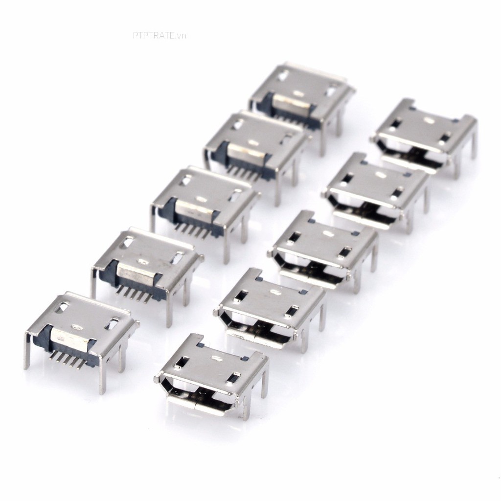 PTPTRATE ★10Pcs Micro USB Type B 5pin Female Socket 4 Vertical Legs Soldering Connectors