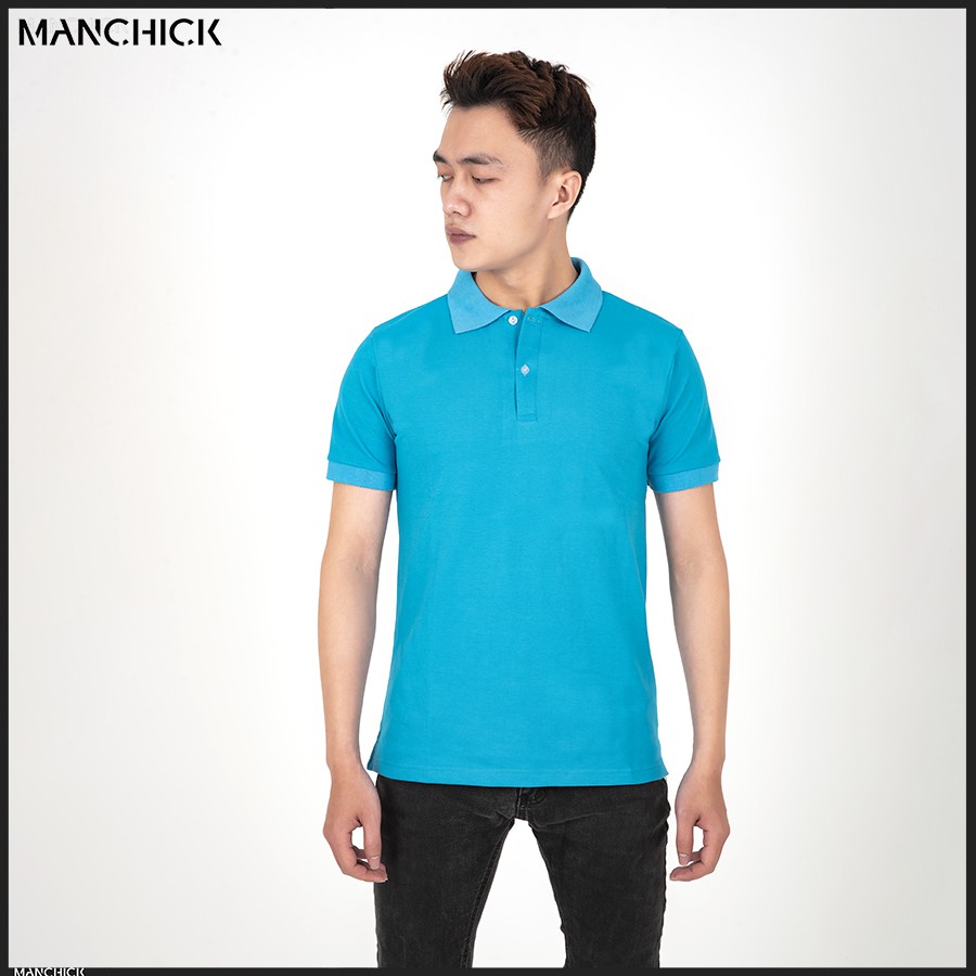 Áo thun Polo Trơn Nam Manchick Vải Cotton Cá Sấu Cao Cấp Nhiều Màu Xanh Đậm Chủ Đạo PL01
