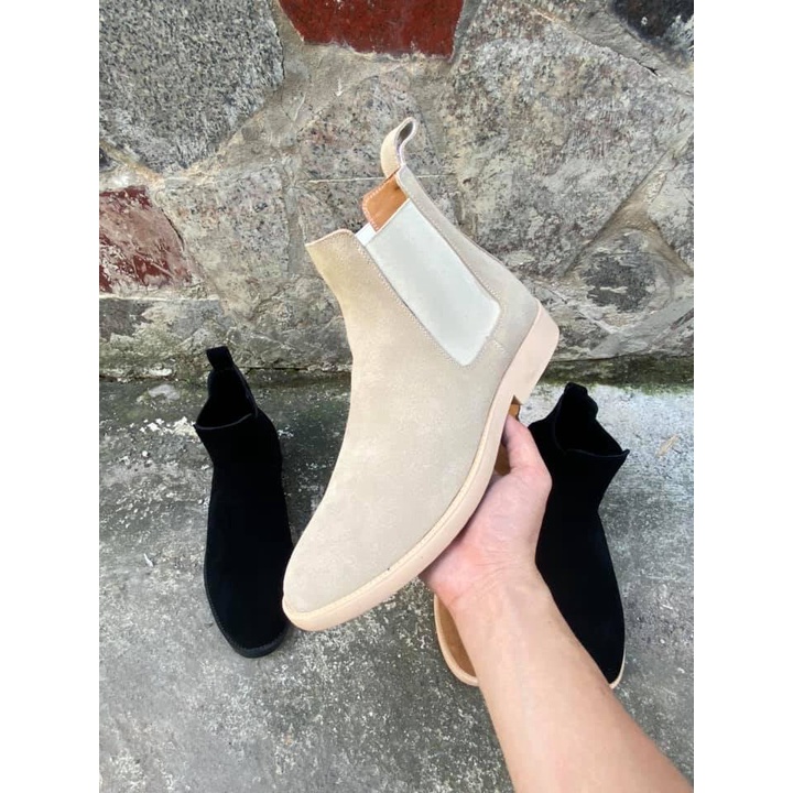 Giầy Chelsea Boots da lộn sịn xò Tan Sữa,Đen,Nâu thích hợp với quần jeans,âu