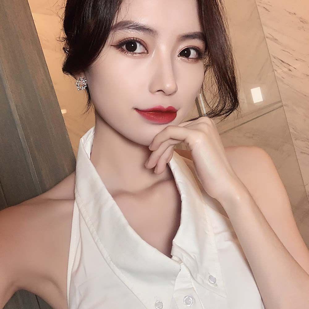 QQMALL Bông Tai Mạ Bạc Hình Tròn Phong Cách Hàn Quốc Thời Trang Cho Nữ