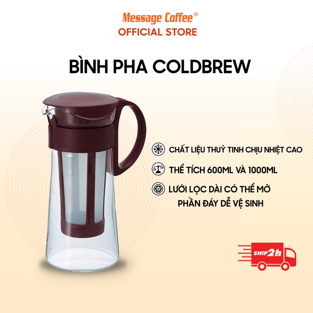 Bình pha cà phê Cold Brew, pha trà bằng thuỷ tinh cao cấp có lưới lọc chịu nhiệt cao thương hiệu Hario của Nhật Bản