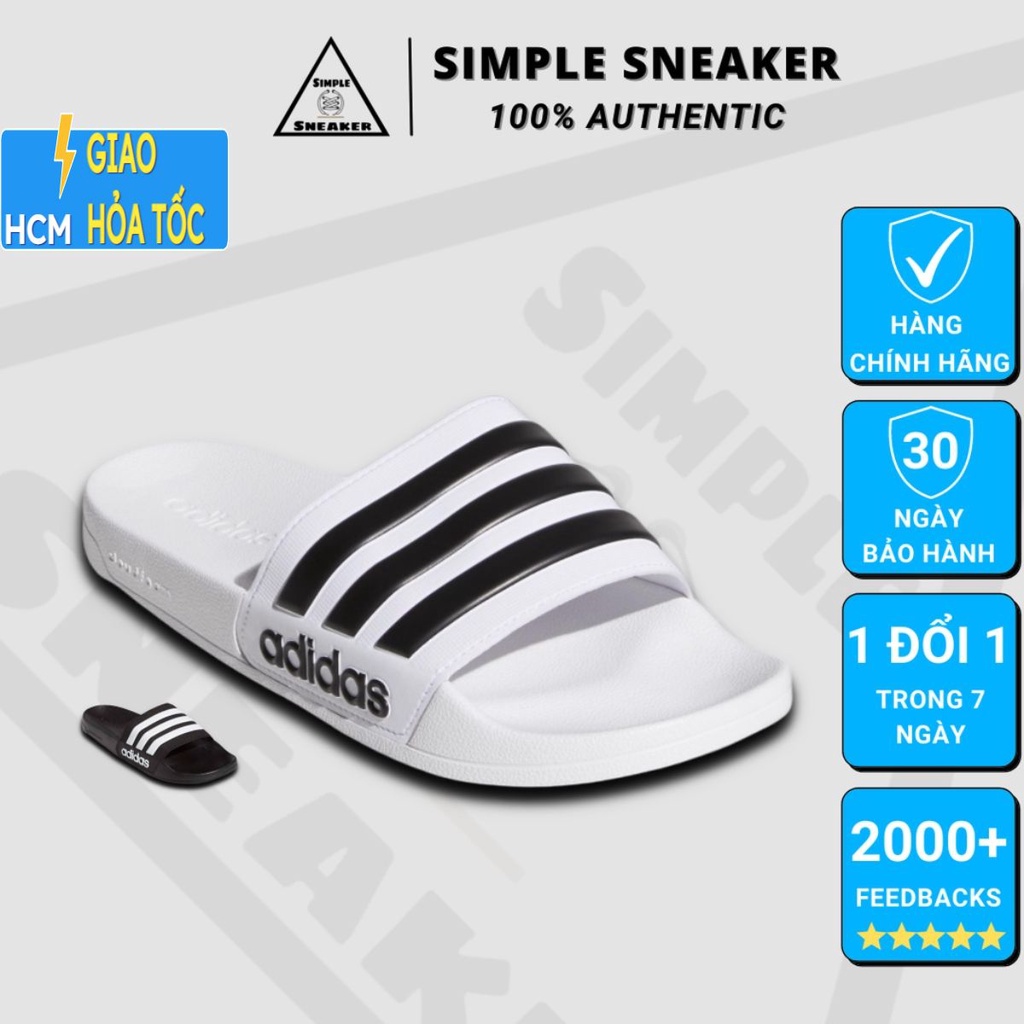 Dép Adidas Chính Hãng FREESHIP Adidas Adilette Cloudfoam Shower White Black- Dép Quai Ngang Chống Nước- Simple Sneaker
