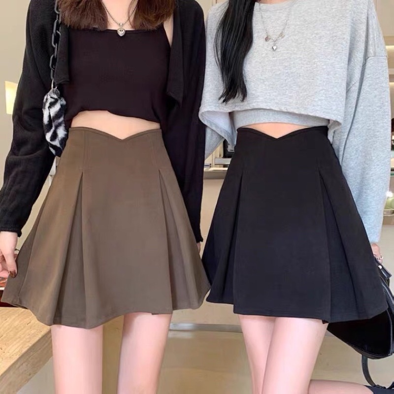 Chân váy xoè xếp ly cạp V, chân váy dáng A lưng cao ulzang | BigBuy360 - bigbuy360.vn