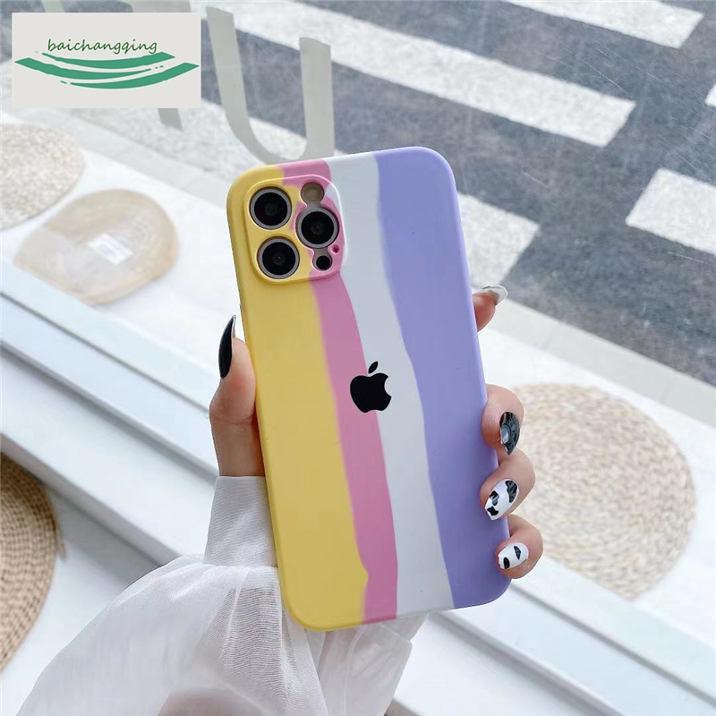 Ốp điện thoại silicon mềm màu cầu vồng bảo vệ ống kính máy ảnh cho iPhone 12 11 Pro Max X Xr Xs Max 6 8 7 Plus