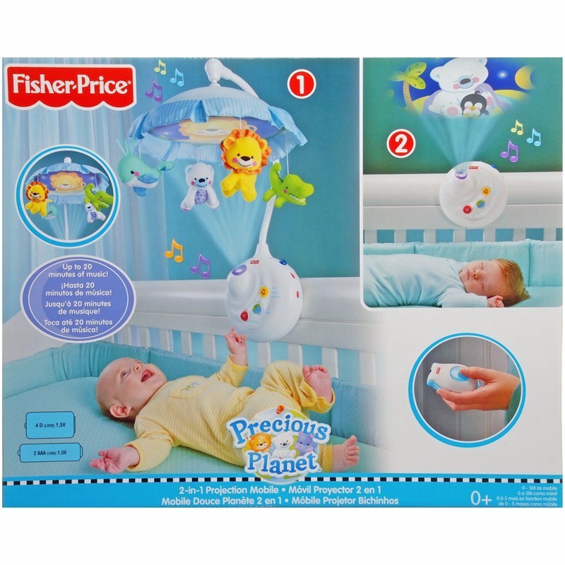 Đèn ru bé ngủ tự động, điều khiển từ xa, gắn nôi Fisher Price