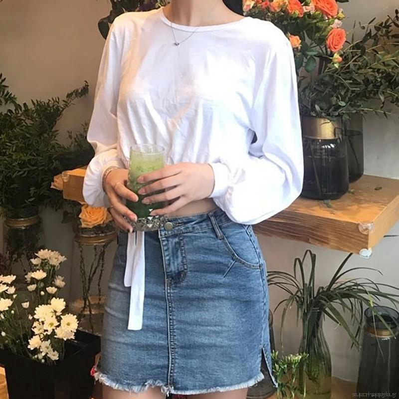 Áo tay dài màu trơn kiểu dáng đơn giản dành cho bạn nữ