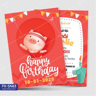 Thiệp thôi nôi –  Sinh nhật theo yêu cầu Pluxi Bé Heo (PX-PN63)