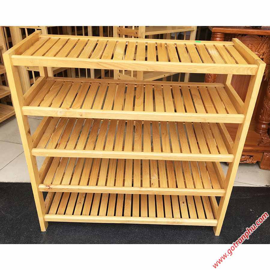Kệ Giày Dép Gỗ Cao Su 5 Tầng Đầy Đủ Kích Thước Siêu Bền