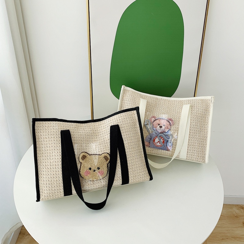 Túi Xách Đan Cói Cỡ Lớn Thiết Kế Đơn Giản Thời Trang Cho Nữ