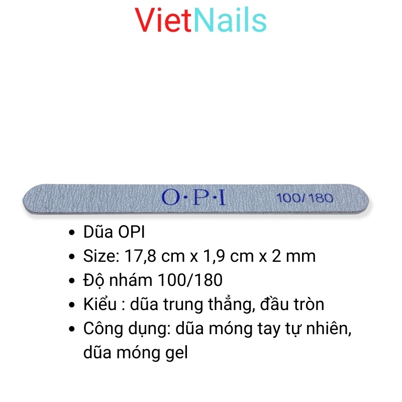 Lốc 20 cây dũa móng tay OPI xanh loại mỏng lõi nhựa cứng cáp