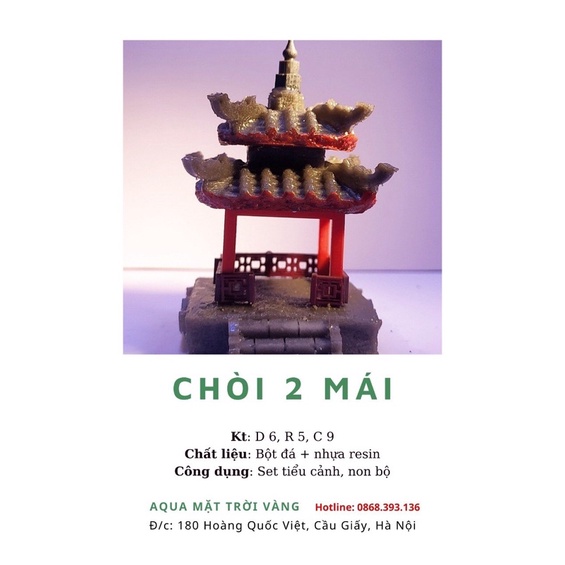 Chòi, nhà mini 2 mái - phụ kiện trang trí bể cá, tiểu cảnh, sân vườn, hòn non bộ