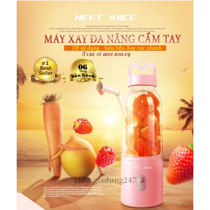 | Bảo Hành 6 Tháng |  Máy Xay Sinh Tố Đa Năng Cầm Tay Meet Juice - Xay cực nhanh 9s, cao cấp, an toàn - 1 Đổi 1