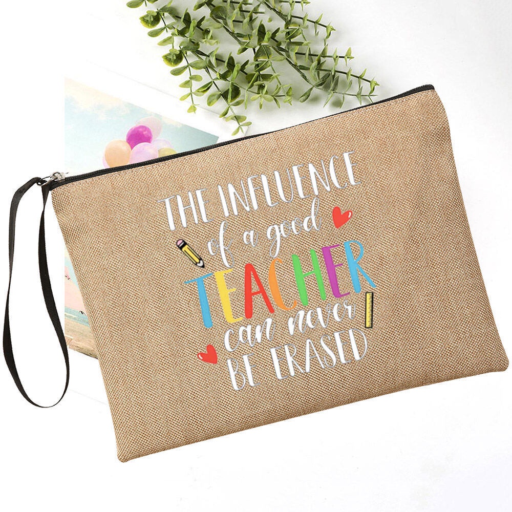 Ngày Nhà Giáo Tốt Nhất Giáo Viên Từng In Vải Lanh Túi Văn Phòng Phẩm Túi Đựng Mỹ Phẩm Du Lịch Đồ Vệ Sinh Túi Bảo Quản Cho Giáo Viên