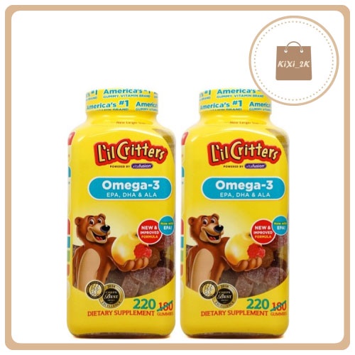 Kẹo gấu dẻo Lil Critters Omega-3 DHA Gummy Fish lọ 220 viên của MỸ cho bé