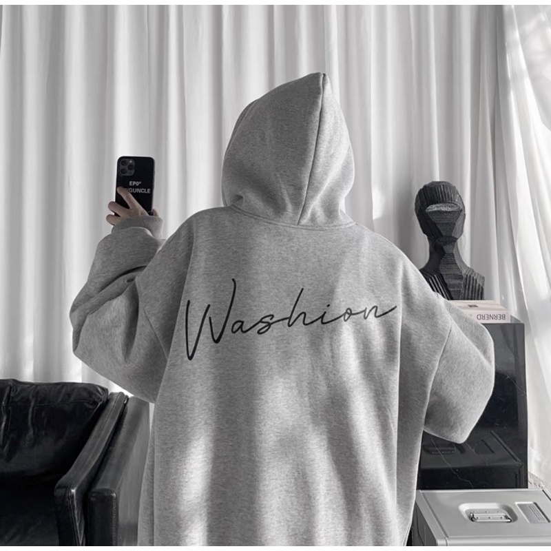 áo khoác dây kéo hình thiêu WASHON