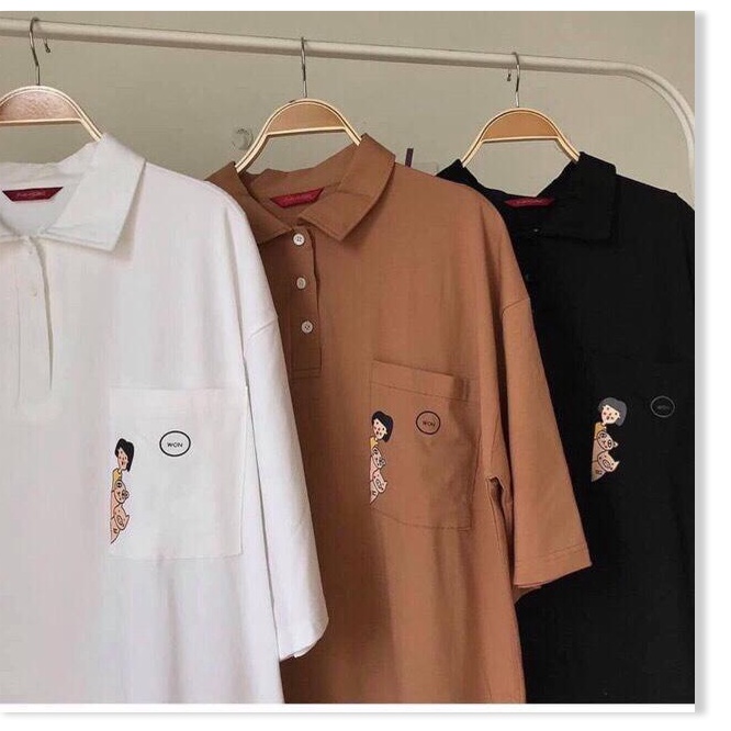 áo thun unisex cổ bẻ, form rộng, tay lỡ - hàng bao giặt máy NGỌC HÂN FASHION
