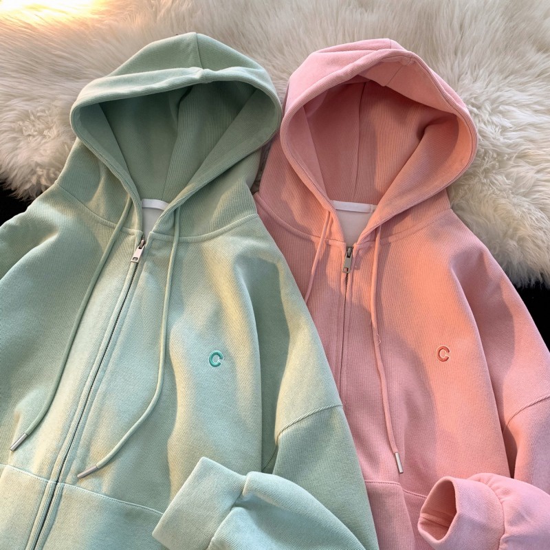 Áo Khoác Hoodie Zip 3 Màu Nam Nữ Ulzzang Unisex - Áo khoác nỉ mũ form rộng nỉ bông dày dặn cotton mềm mịn thêu chữ C