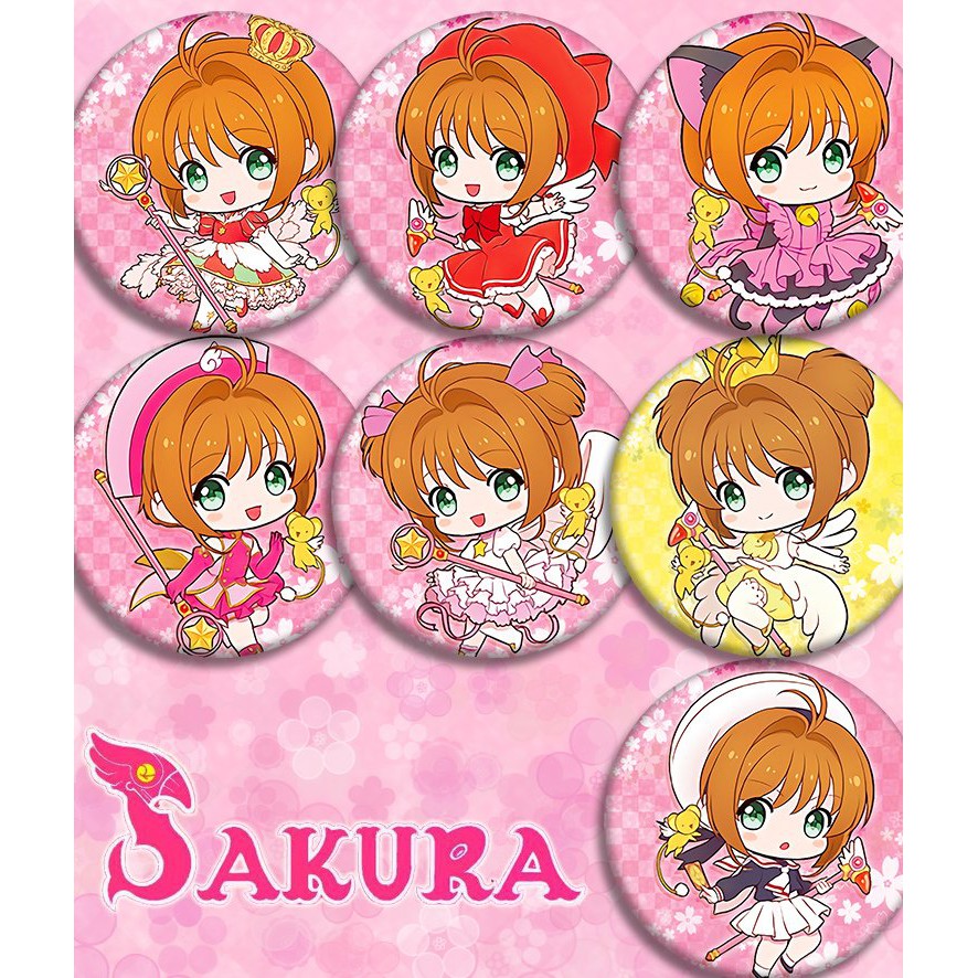 Huy hiệu cài áo IN HÌNH Sakura Cardcaptor Thủ lĩnh thẻ bài anime chibi dễ thương tiện lợi m01