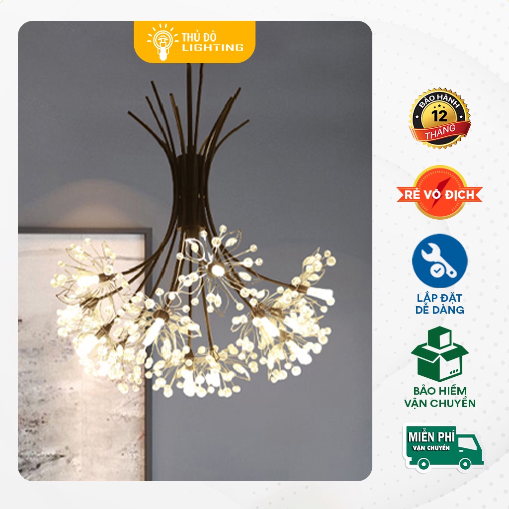 Đèn Chùm Trang Trí Pha Lê THỦ ĐÔ LIGHTING Hoa Bồ Công Anh Chất Liệu Nhôm Sơn Tĩnh Điện Kết Hợp Pha Lê Cao Cấp Sang Trong