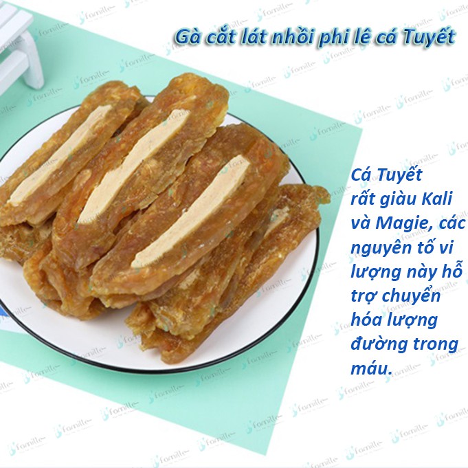 [NGON TUYỆT]Thịt Gà Nhồi Bông Cải, Cá Tuyết Cho Thú Cưng. Bánh Thưởng Dinh Dưỡng, Đồ Ăn Vặt Chó Mèo. Gói 100gr-JFamille