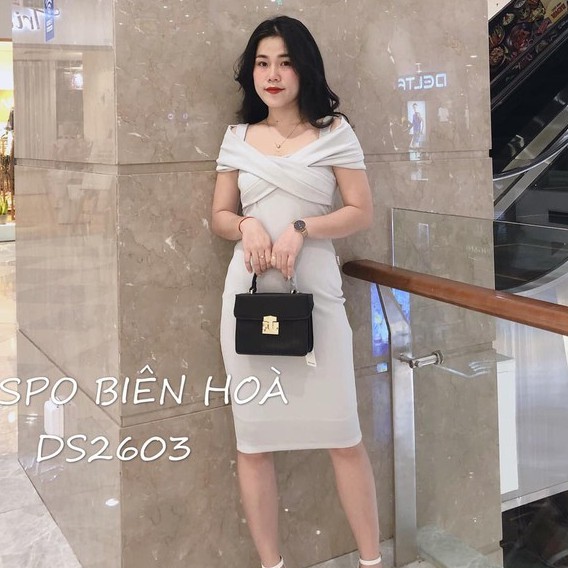 Đầm body Emspo trễ vai dây chéo ngực DS2603