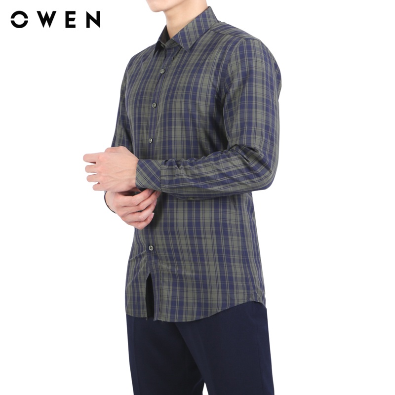 Áo sơ mi dài tay nam Owen Bamboo Slim Fit màu Navy rêu - AS23219D