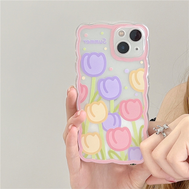 Ốp lưng IPhone trong lượn sóng hoa Tulip 6/6s/6plus/6splus/7/7plus/8/8plus/xs/11/12/13/14/pro/max/plus/promax TLS11