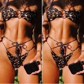 Bikini phối dây in họa tiết da báo gợi cảm
