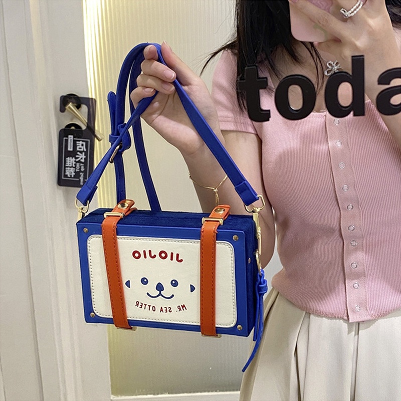 Túi Đeo Vai Dáng Vuông In Họa Tiết Hoạt Hình Kiểu retro Thời Trang Cho Nữ