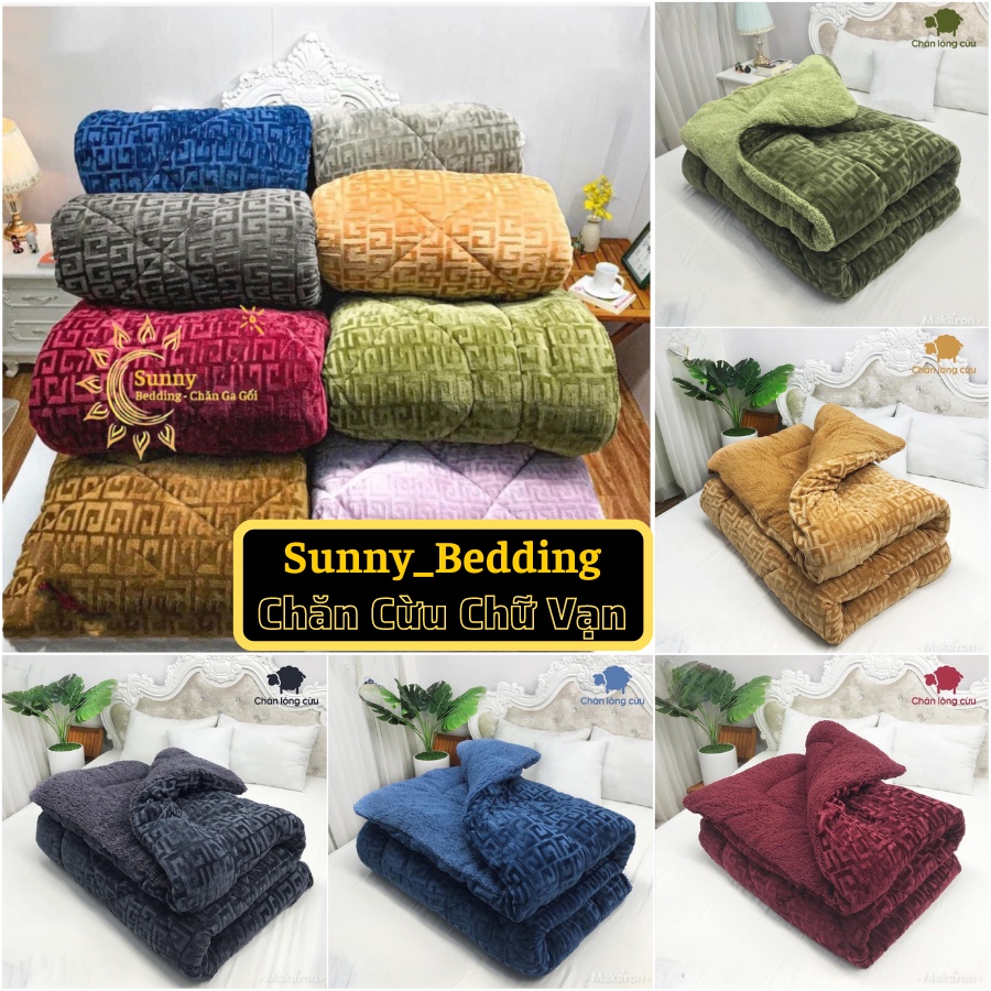 Chăn Lông Cừu Chữ Vạn Sunny Bedding Chăn Đại Hàn Dày 3 lớp