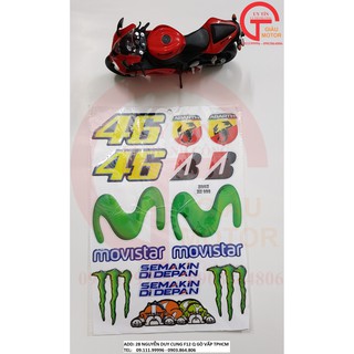 [GIÁ RÈ ] TẤM TEM BẰNG DECAL DẺO HÌNH ẢNH , SỐ 46 , CHỮ MOVISTAR, LOGO DÁN XE CHỐNG NƯỚC , BỀN ĐẸP .SẢN PHẨM CHẤT LƯỢNG