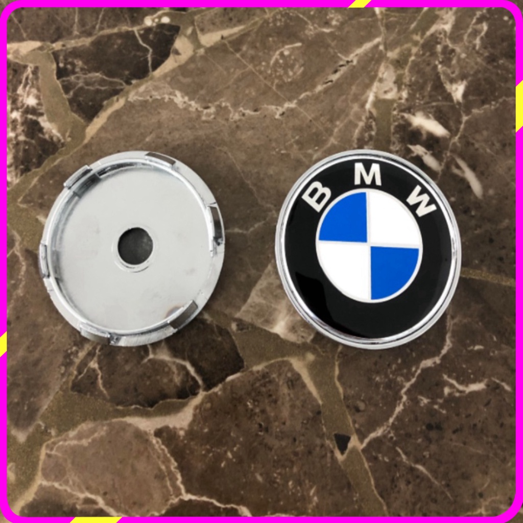 Logo chụp mâm, ốp lazang bánh xe ô tô BMW, kích thước 68mm, 60mm và 55mm, chất liệu nhựa ABS