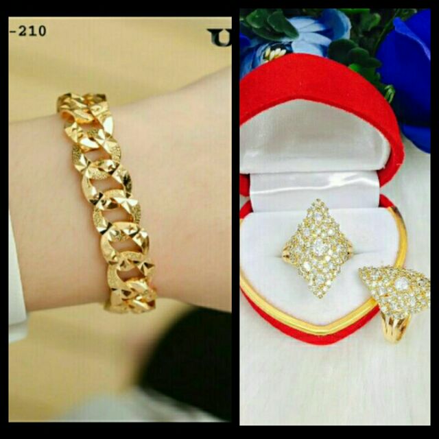 Combo lắc tay nhẫn hạt dưa mạ vàng 18k cực đẹp