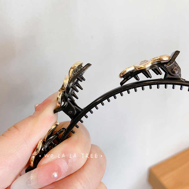 Băng Đô Cài Tóc Đính Ngọc Trai Đen Phong Cách Hàn Quốc