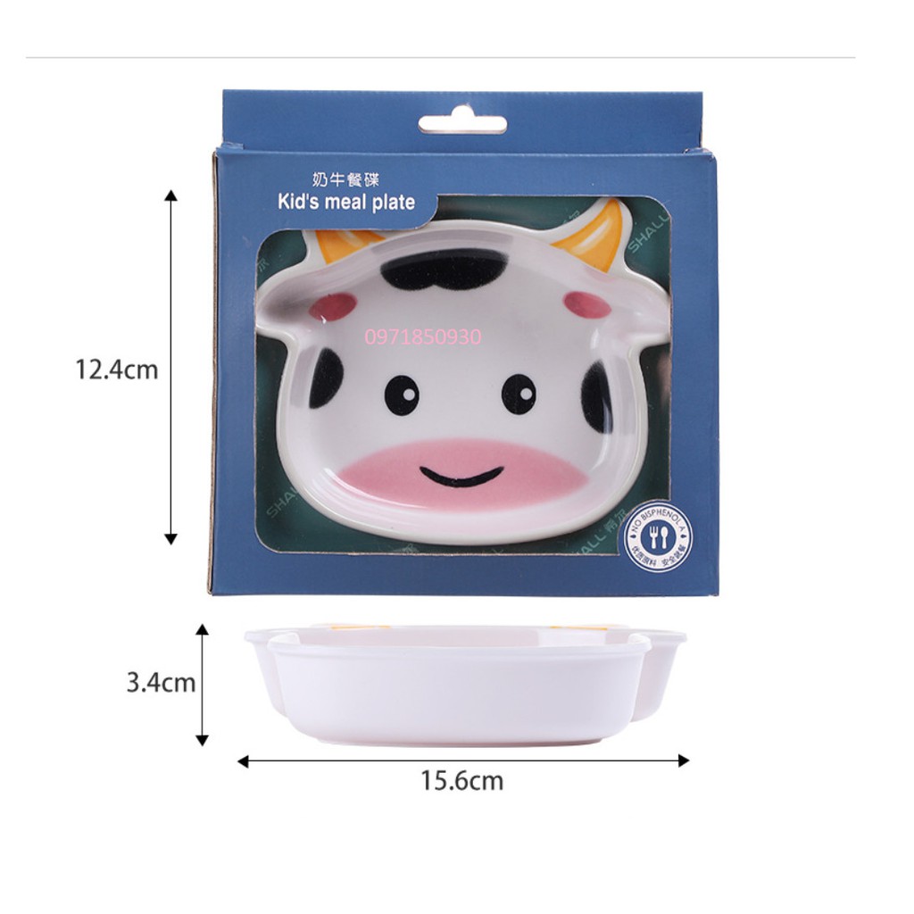 Set 7 Món Khay, Bát, Cốc, Dĩa và Thìa Ăn Dặm Hữu Cơ Tự Nhiên SHALL Cao Cấp Cho Bé - Bò Sữa