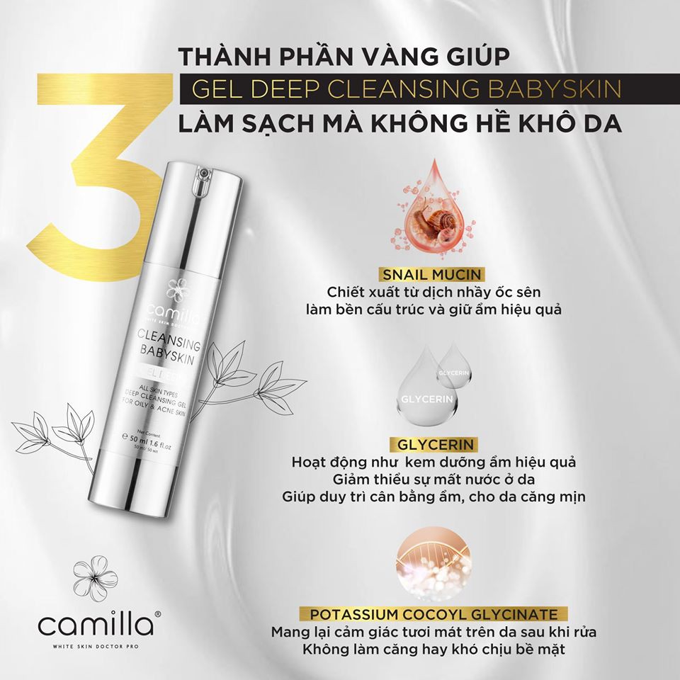 Sữa rửa mặt sạch sâu detox thanh lọc da sạch nhờn ngừa mụn mỹ phẩm CAMILLA