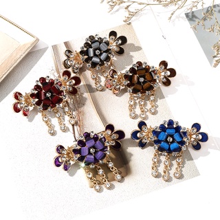 Kẹp tóc hình hoa đính đá phong cách vintage xinh xắn