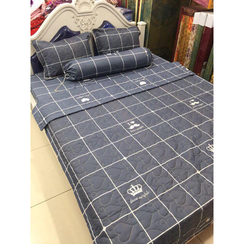 Ga giường 1m6 1m8 caro vương miện sang chảnh cho phòng ngủ của bạn