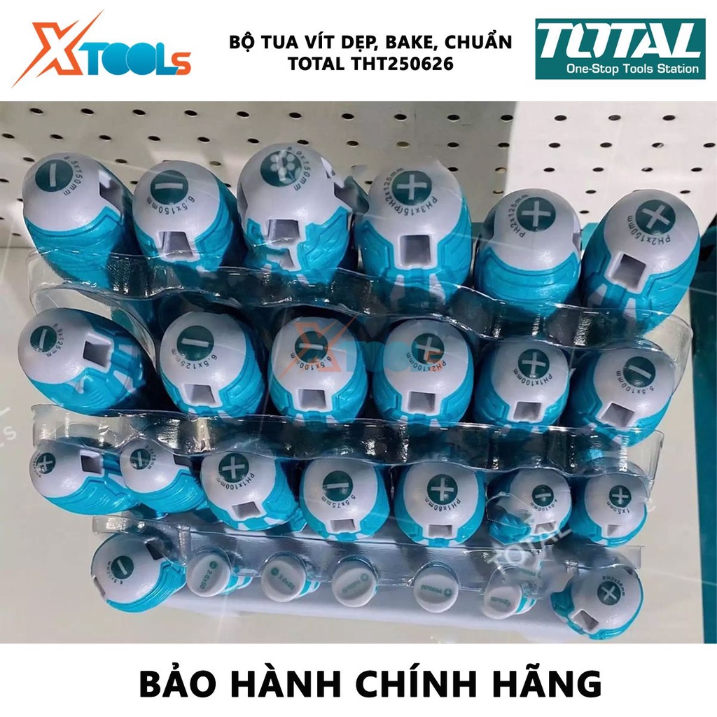 Bộ 26 tua vít dẹp, bake và chuẩn TOTAL THT250626 | dùng để siết chặt hoặc gỡ bỏ ốc vít [CHÍNH HÃNG] [XTOOLs]